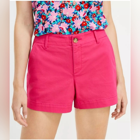 LOFT The Washed Twill Short 4" Women's Size 4 Pink Chino Shorts EUC - Picture 1 of 15